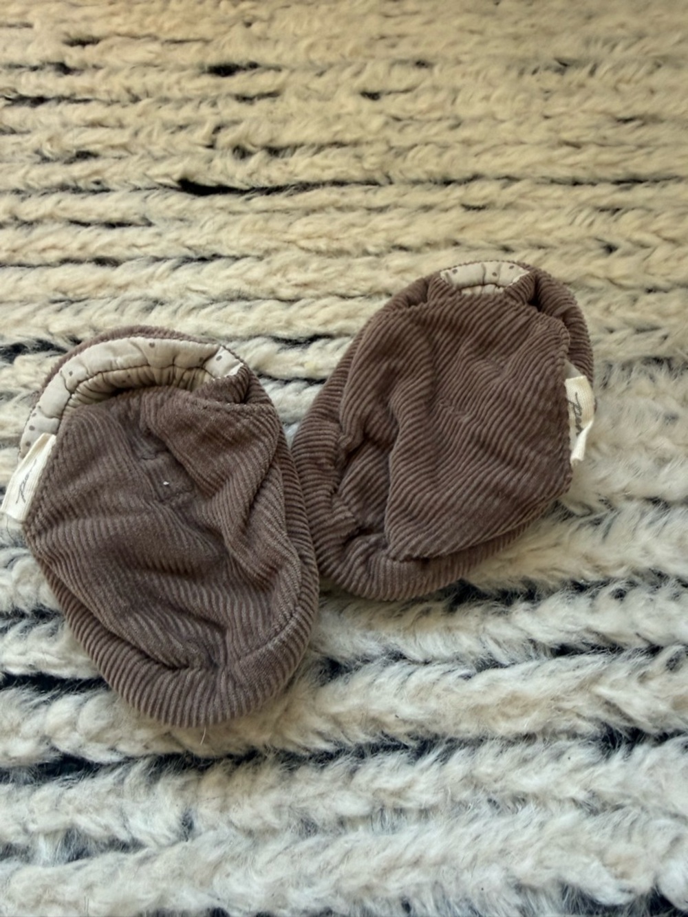 Pehr Corduroy Baby Booties in Taupe 6-12m